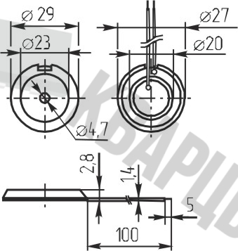 Пьезоблок 27x0.45мм тип D 3.0кГц 2L15 E144PZ29300L 20x0.25с выводами из изделия