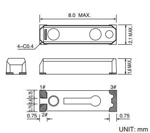 Кварцевый резонатор 0,032768 МГц - 32,768 SMD08020P3 7 20 /-40~85C SSP-T6 (32B43)
