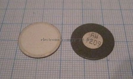 Ультразвуковой пьезоэлемент из пьезокерамики d20x0,9мм ДИСК 2,45МГц для распылителей и моек