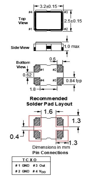 Кварцевый генератор 10MHz SMD3225-4P FT3HNBPK10.0-T1 TCXO