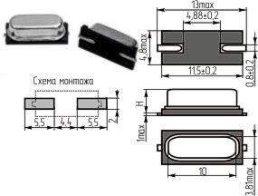 Кварцевый резонатор 5,0688 МГц - 5068,8 SMD49S4 12 20 SMD49S 1Г (5.0688L12)