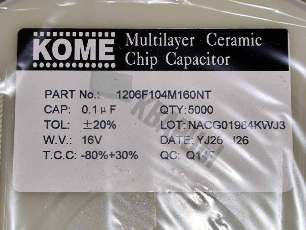 Чип-конденсатор 1206F104M160NT 16V 100nF Y5V ±20% 1206