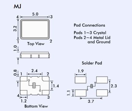 Кварцевый резонатор MJ-13.52127 SMD0503M4-4 MERCURY