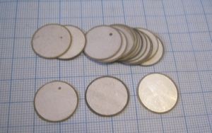 Ультразвуковой пьезоэлемент из пьезокерамики d18x0,3мм ДИСК ЦТС-19