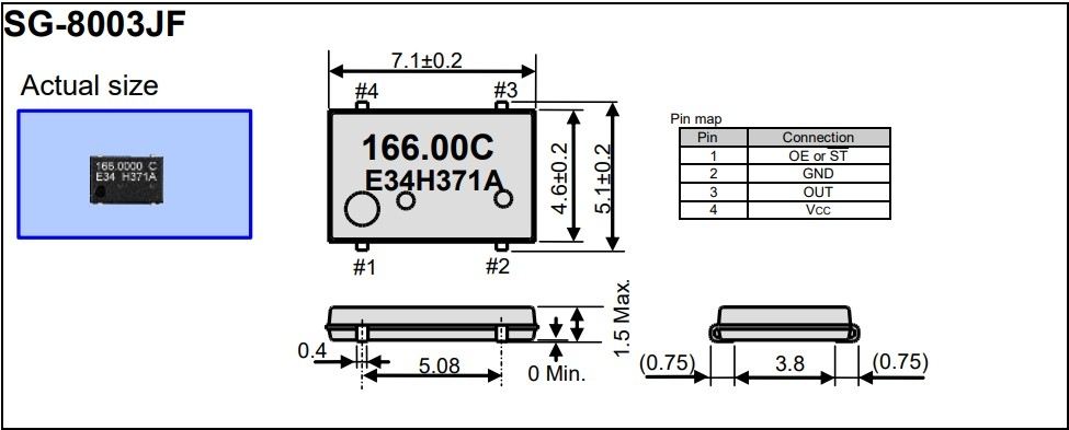 Кварцевый генератор от 1 до 166 MHz SG-8003JF PEL (SEL)