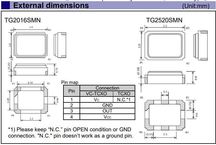 Кварцевый генератор 16.000MHz SMD02025C4 TG2520SMN MCGNNM 0.5ppm -40+85C TCXO 3.3V SIN