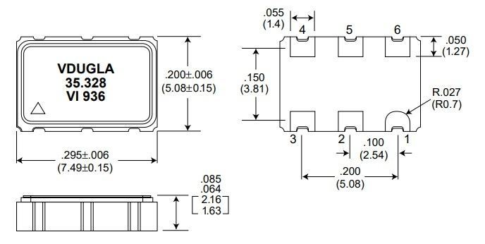 Кварцевый генератор 4096 КГц - VCUHLA-4,096MHz SMD07-05 VCXO 5B cmos VCUHLA